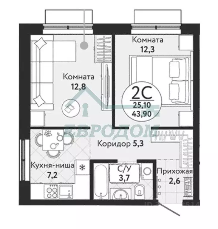 2-к кв. Новосибирская область, Новосибирск ул. Радиостанция № 2, 1 ... - Фото 0