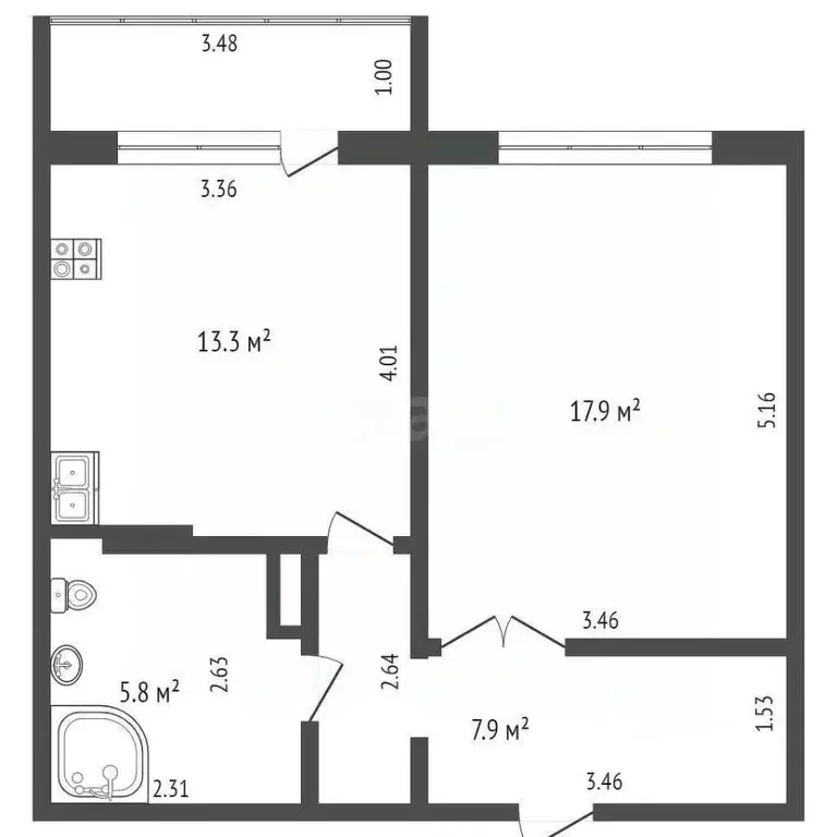 1-к кв. Ульяновская область, Ульяновск бул. Архитекторов, 13 (44.9 м) - Фото 2