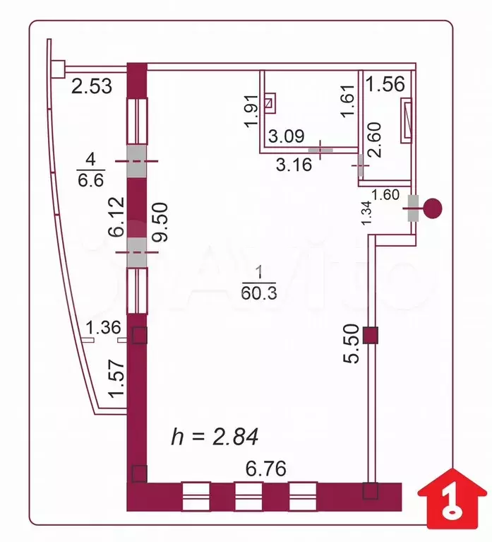 2-к. квартира, 69,5 м, 2/15 эт. - Фото 0