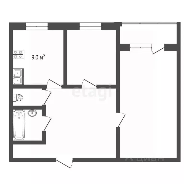 2-к кв. Ямало-Ненецкий АО, Муравленко ул. Дружбы Народов, 20 (47.5 м) - Фото 2
