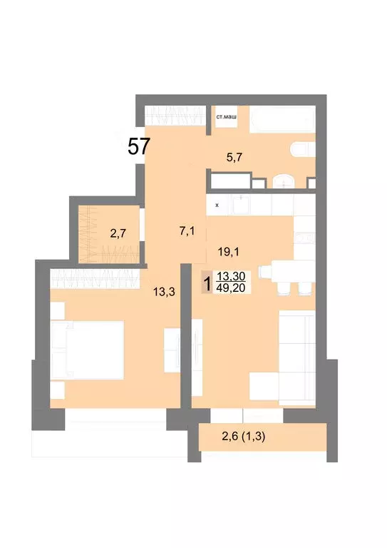 1-комнатная квартира: Екатеринбург, Посадская улица, 26 (49.2 м) - Фото 1