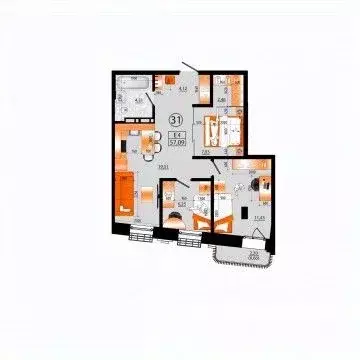 2-к кв. Приморский край, Владивосток Санрайс жилой комплекс (57.09 м) - Фото 1