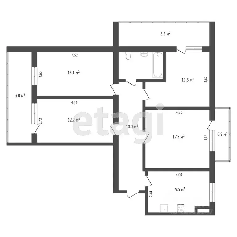4-к кв. Крым, Симферополь ул. Ракетная (86.4 м) - Фото 1