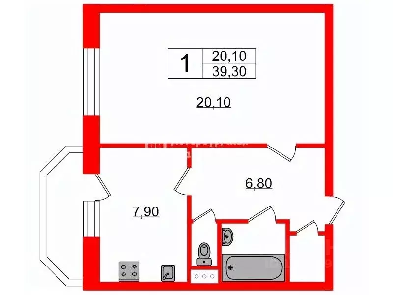 1-к кв. Санкт-Петербург Школьная ул., 114к2 (39.3 м) - Фото 1