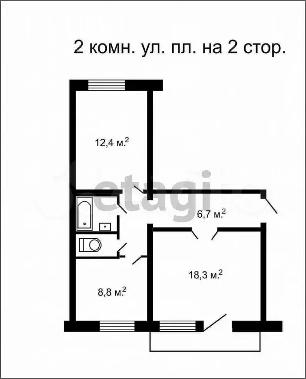 2-к. квартира, 53,3 м, 1/5 эт. - Фото 0
