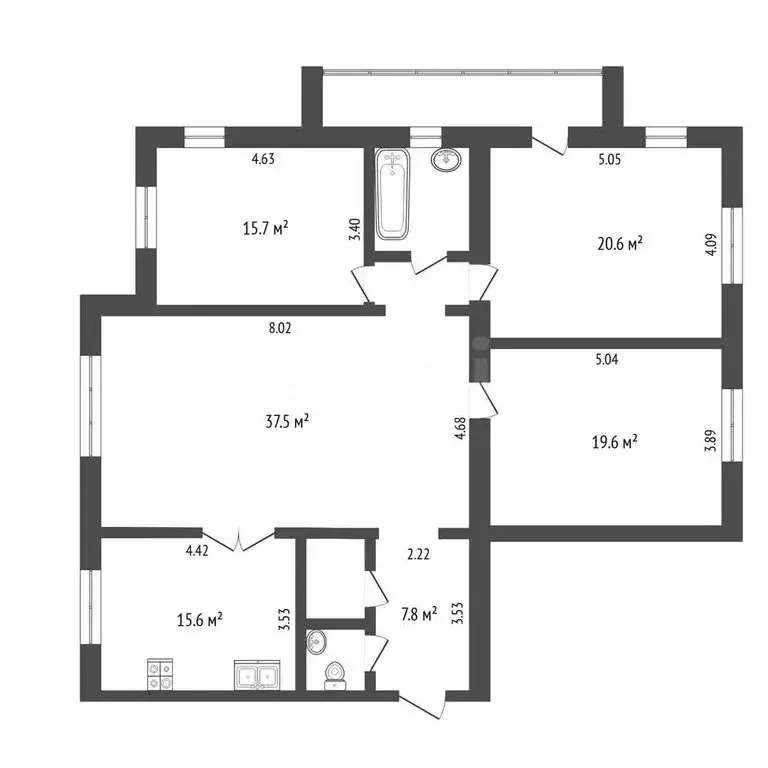 4-комнатная квартира: Тюмень, 6-й микрорайон, улица Валерии ... - Фото 0