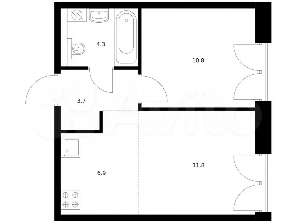 1-к. квартира, 37,5 м, 4/9 эт. - Фото 0