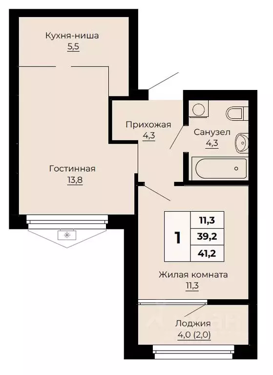 1-к кв. Свердловская область, Екатеринбург ул. Одинарка, 6 (41.2 м) - Фото 0