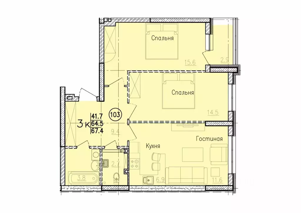 3-к кв. Саратовская область, Энгельс Энгельс-9 мкр,  (67.4 м) - Фото 0