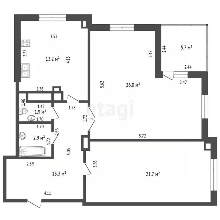 2-к кв. Калининградская область, Калининград ул. Согласия, 50 (79.0 м) - Фото 2