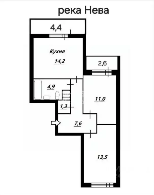 2-к кв. Санкт-Петербург Усть-Славянка тер., просп. Советский, 41к1 ... - Фото 2