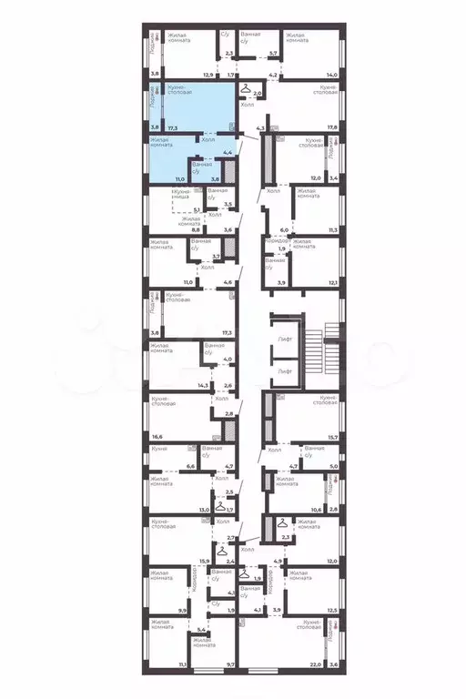 1-к. квартира, 36,5 м, 3/17 эт. - Фото 1