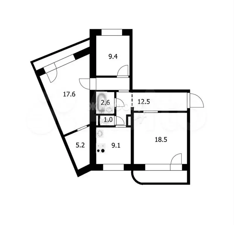 3-к. квартира, 75,9 м, 6/10 эт. - Фото 0