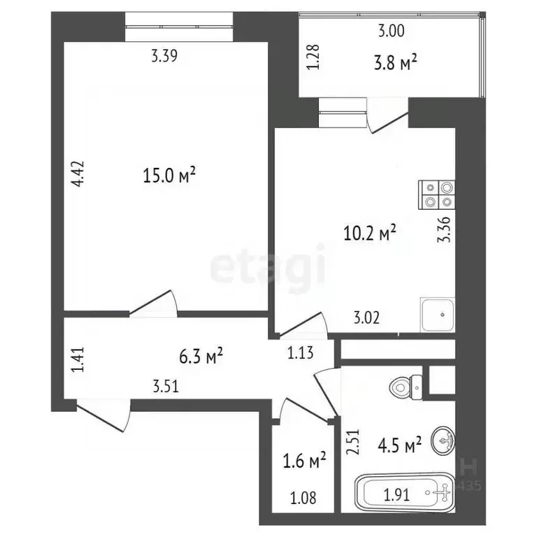 1-к кв. Московская область, Химки Союзная ул., 1 (28.9 м) - Фото 2