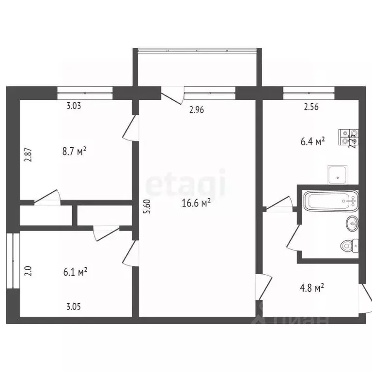 3-к кв. Архангельская область, Архангельск просп. Ломоносова, 285 ... - Фото 1