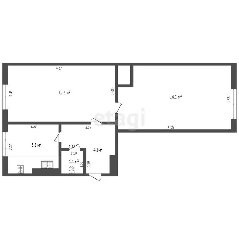 2-комнатная квартира: Багратионовск, Центральная улица, 40 (36.8 м) - Фото 0