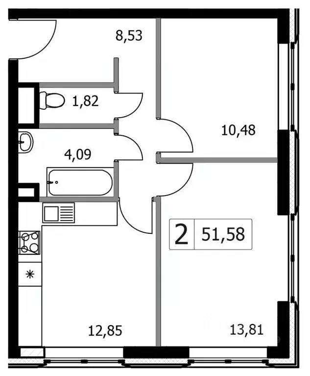 2-к кв. Москва Городские Истории жилой комплекс (51.58 м) - Фото 0