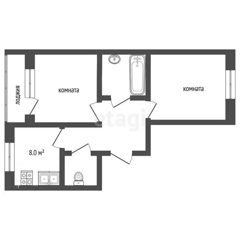 2-комнатная квартира: Воскресенск, микрорайон Центральный, улица ... - Фото 1