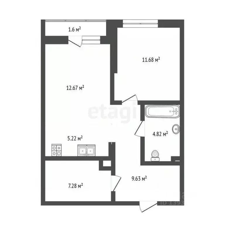 1-к кв. Тюменская область, Тюмень ДОК мкр, ул. Воронинская, 47 (51.2 ... - Фото 2