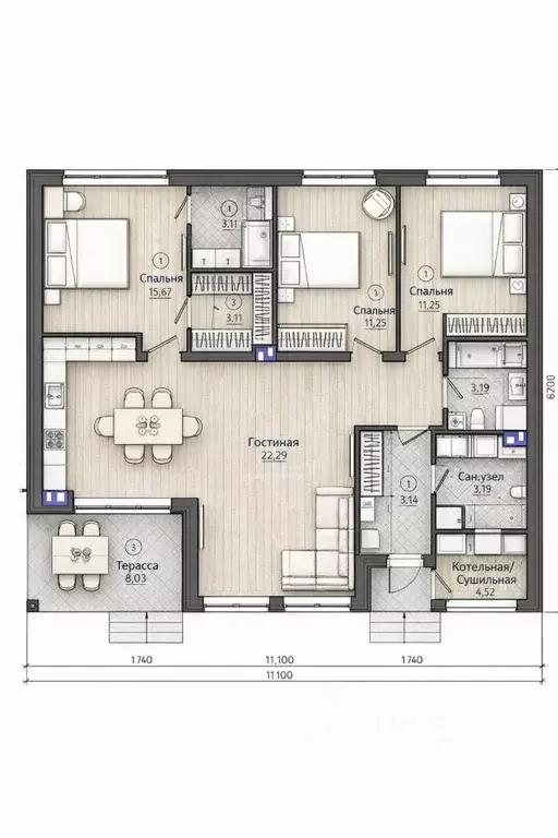 Дом в Татарстан, Лаишевский район, с. Сокуры, Новые Сокуры- 3 кп ул. ... - Фото 2