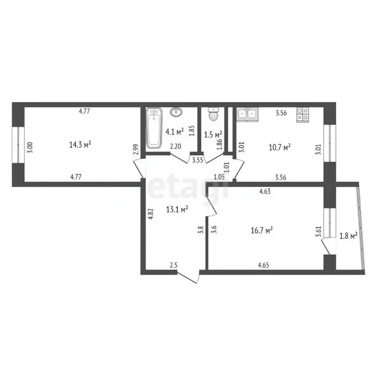 2-к кв. Мордовия, Саранск Московская ул., 62 (60.4 м) - Фото 0