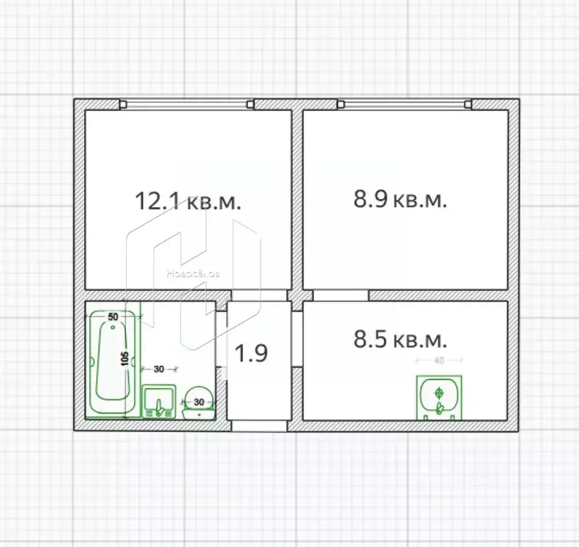 2-к кв. Мордовия, Рузаевка ул. Карла Маркса, 70 (35.3 м) - Фото 0