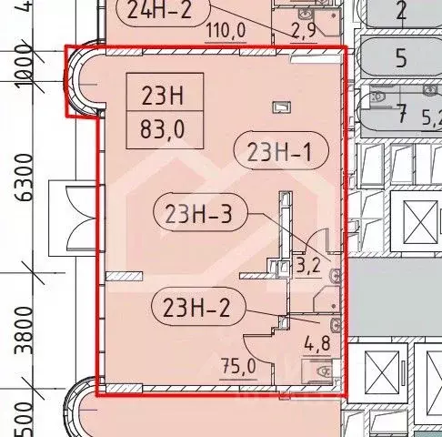 Торговая площадь в Москва Марк жилой комплекс, к1 (83 м) - Фото 2