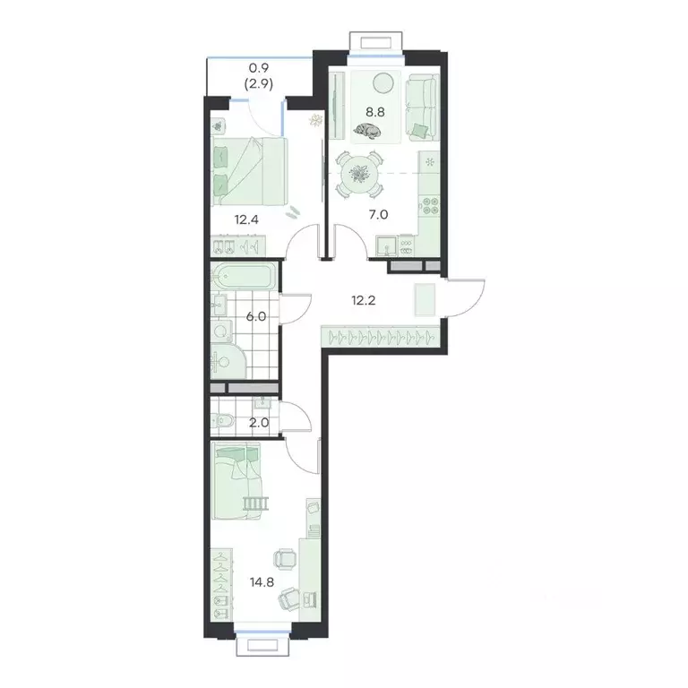 3-к кв. Московская область, Раменское G3 Михалевич жилой комплекс ... - Фото 1