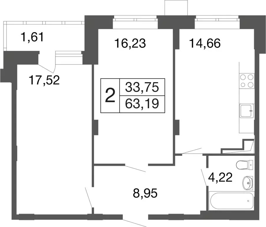 2-комнатная квартира: Апрелевка, жилой комплекс Времена Года, к12 ... - Фото 1
