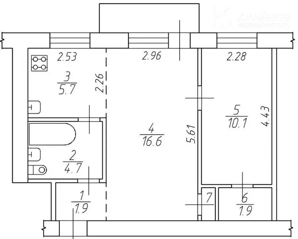 2-комнатная квартира: Воронеж, улица Загоровского, 1 (41.4 м) - Фото 1