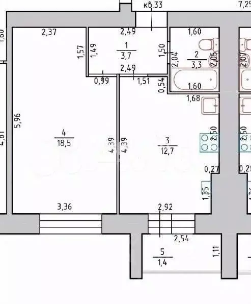 1-к кв. Костромская область, Кострома ул. Ленина, 96А (38.0 м) - Фото 2