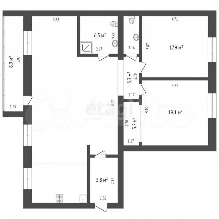 3-к. квартира, 115,5 м, 8/9 эт. - Фото 0