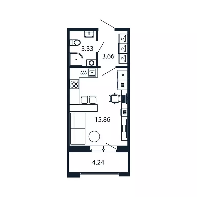 Квартира-студия: Новоселье, Центральная улица, 30к1 (22.4 м) - Фото 1