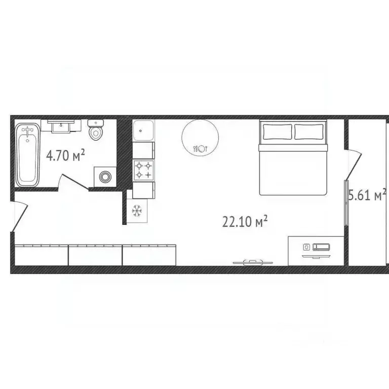 Студия Брянская область, Брянск ул. Имени И.Н. Лысенко, 12 (31.78 м) - Фото 1