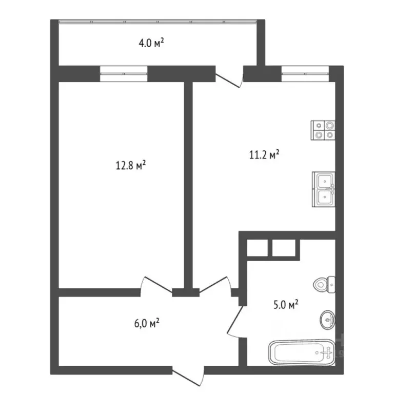 1-к кв. Тюменская область, Тюмень ул. Андрея Бушуева, 2 (34.6 м) - Фото 2