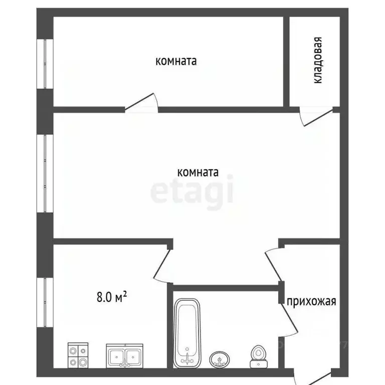 2-к кв. Воронежская область, Борисоглебск Народная ул., 28А (41.2 м) - Фото 2
