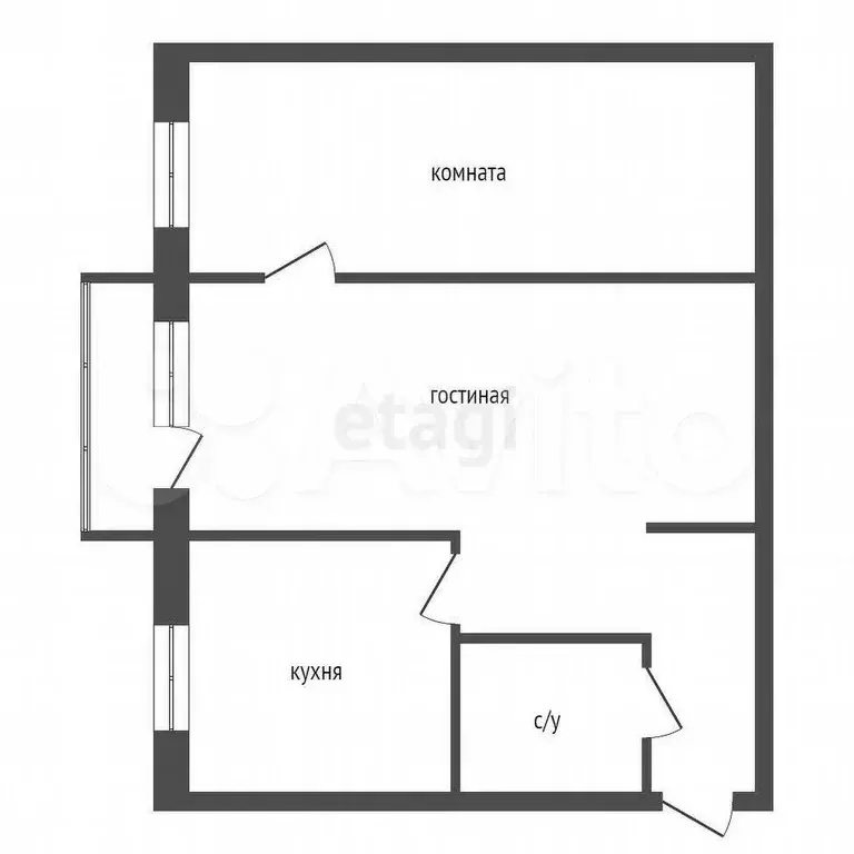 2-к. квартира, 45,8 м, 5/5 эт. - Фото 0