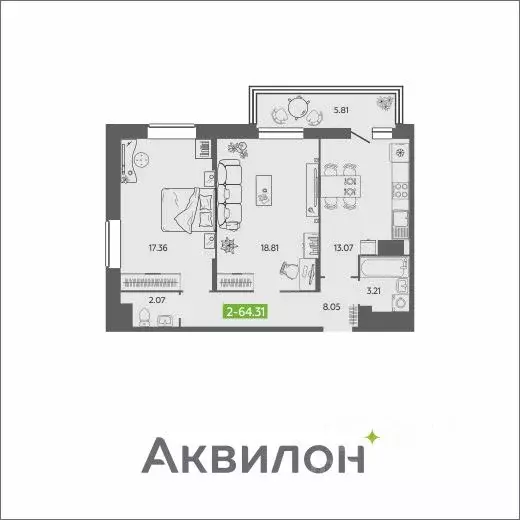 2-к кв. Архангельская область, Архангельск Северодвинская ул., 25А ... - Фото 0