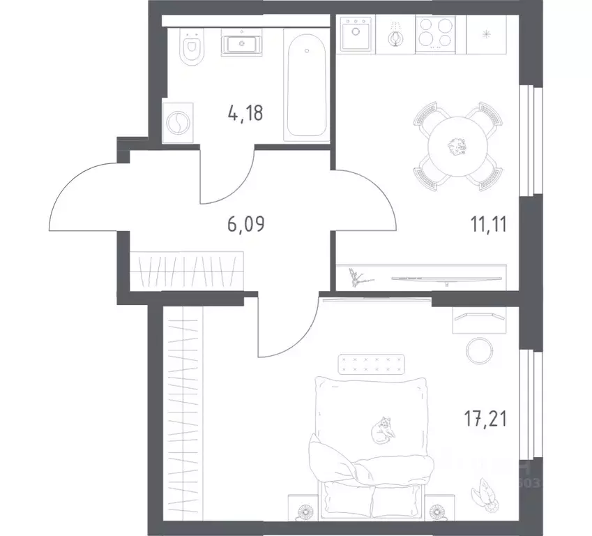 1-к кв. Башкортостан, Уфа ул. Минигали Губайдуллина, 8к9 (38.59 м) - Фото 1