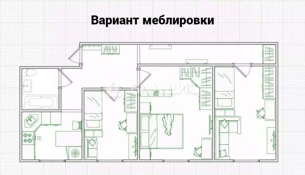 3-к кв. Санкт-Петербург Гранитная ул., 44 (56.4 м) - Фото 1