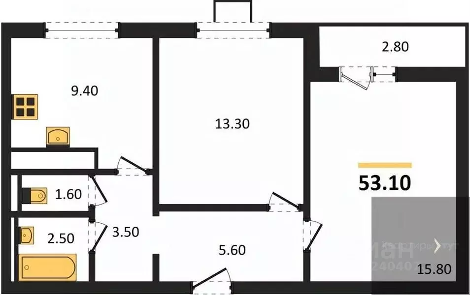 2-к кв. Воронежская область, Воронеж ул. Загоровского, 5/4 (53.1 м) - Фото 0