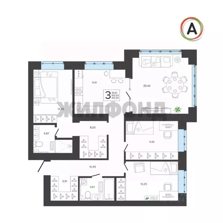 3-к кв. Брянская область, Брянск 3 (102.0 м) - Фото 0
