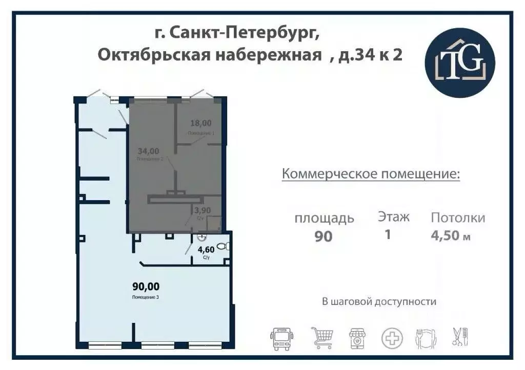 Помещение свободного назначения в Санкт-Петербург Октябрьская наб., ... - Фото 1