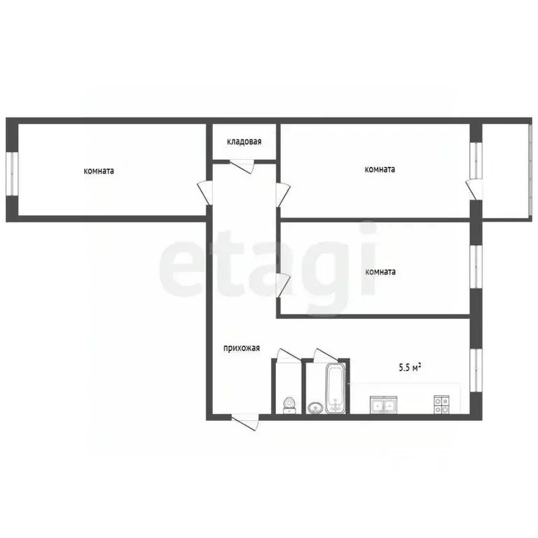 3-к кв. Севастополь ул. Меньшикова, 17 (58.8 м) - Фото 2