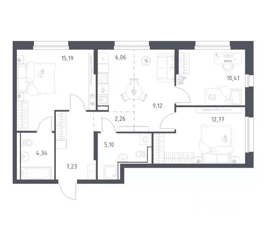 3-к кв. Приморский край, Владивосток ул. Нейбута (72.48 м) - Фото 1