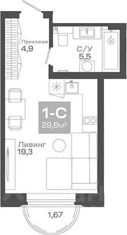 Студия Новосибирская область, Новосибирск Академгородок мкр, ул. Мусы ... - Фото 0