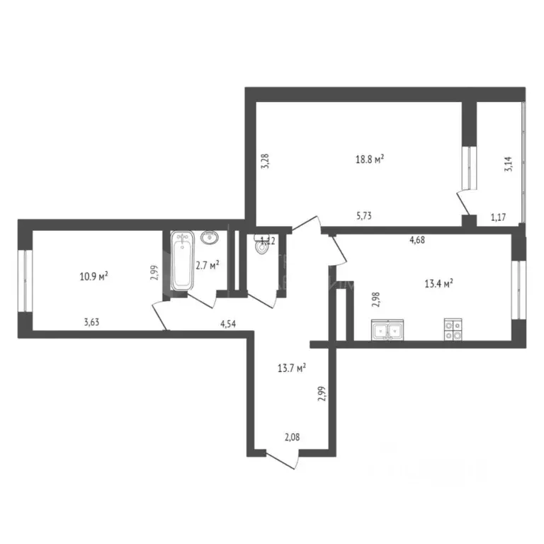 2-к кв. Тюменская область, Тюмень ул. Николая Федорова, 17 (60.0 м) - Фото 1