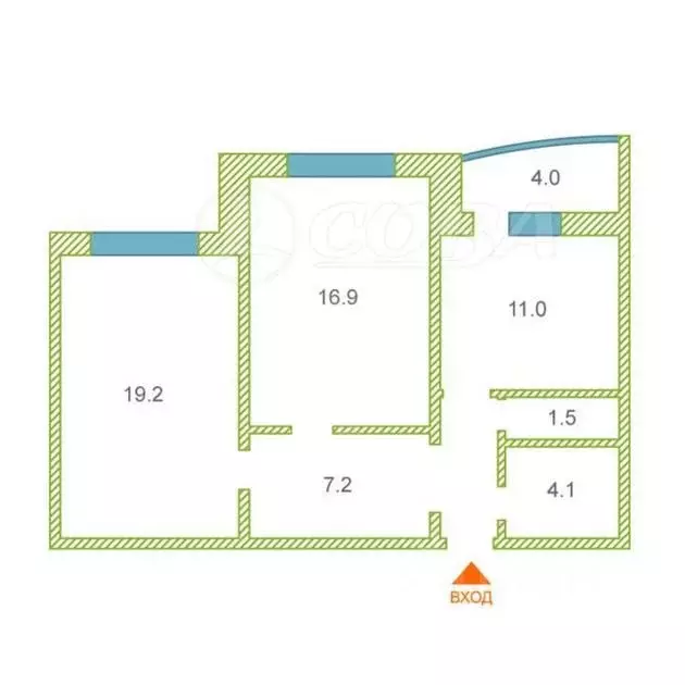 2-к кв. Тюменская область, Тюмень ул. Николая Семенова, 27 (62.0 м) - Фото 1