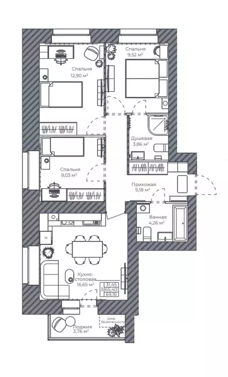 3-комнатная квартира: Ярославль, улица Попова, 16 (69 м) - Фото 1