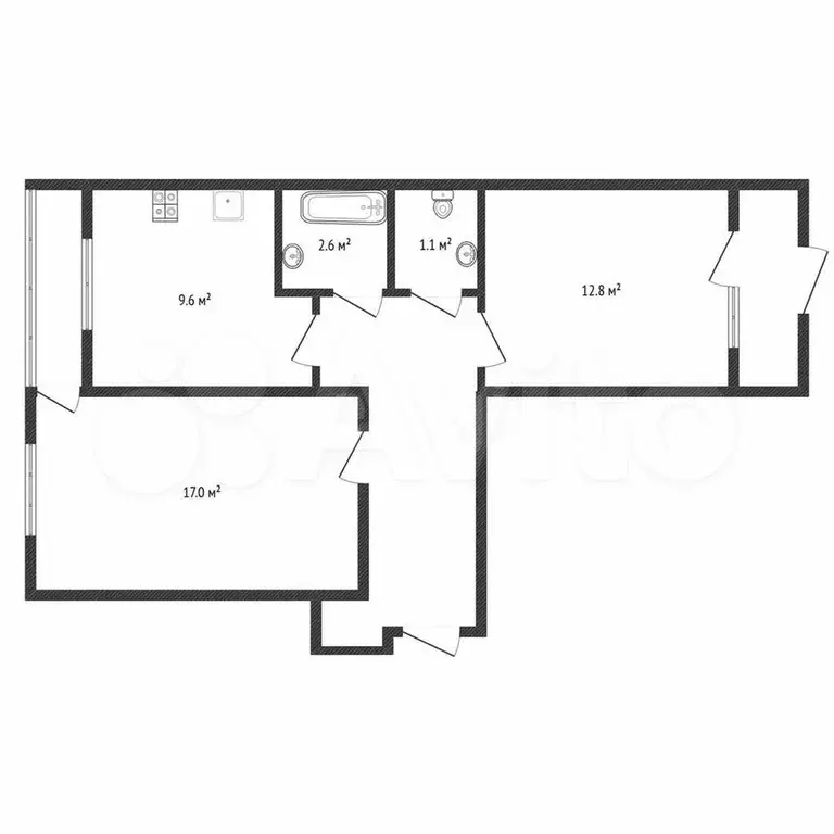 2-к. квартира, 54 м, 1/9 эт. - Фото 0